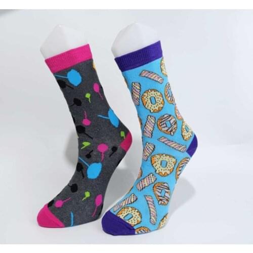 2 Pairs/Set Unisex Donut & Lollipops Figure Funny Socks Men and Women Colorful Casual Sock