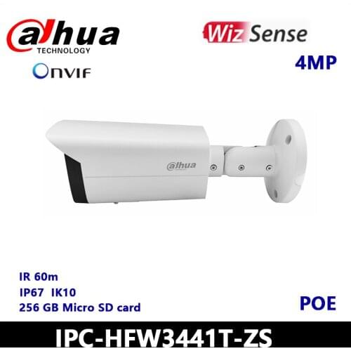 DaHua 4MP IP Camera IPC-HFW3441T-ZS AI IR Vari-focal Bullet Network Camera IP Camera H.265+ IP67, IK10(optional) protection