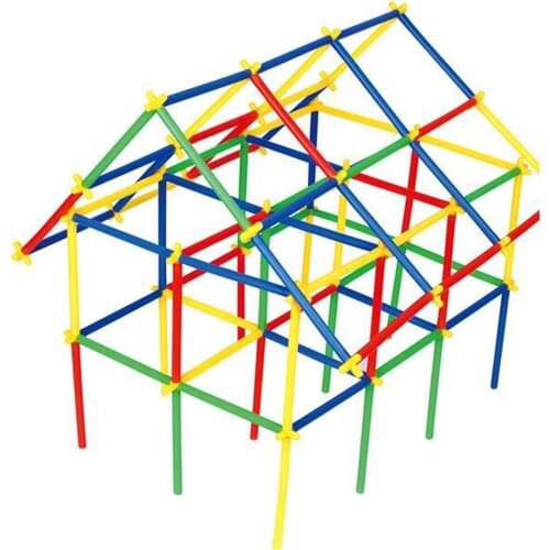 DIY Straw Building Blocks Plastic Stitching Inserted Construction Assembled Blocks Bricks Building Kits Toys Educational Toys