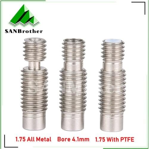 3D Printer E3D V6 Heat Break Hotend Throat For 1.75/4.1mm All-Metal / with PTFE, Stainless Steel Remote Feeding Tube Pipes
