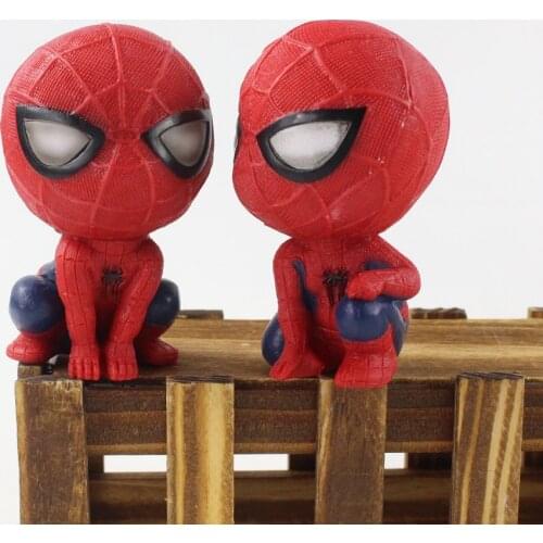 2pcs/set 9cm Marvel Avengers Q Version Spiderman Statue PVC Decoration Model Spider Figure Toys Dolls