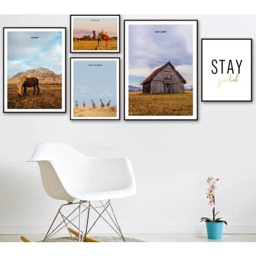 House Horse Stay Canvas Painting Nordic Posters And Prints Nature Landscape Pictures For Living Room Decor Wall Artwork Unframed