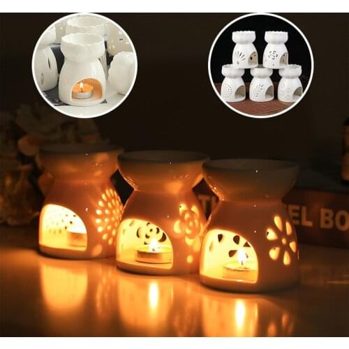 Ceramic Candle Holder Oil Incense Burner Essential Aromatherapy Oil Burner Lamps Porcelain Home Living Room Decoration