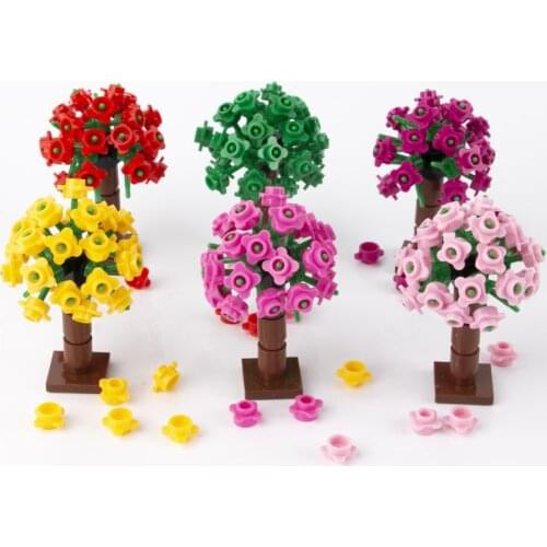 MOC City Parts Tree Building Blocks Sets Garden Park Plants Flower Grass Orange House Courtyard Christmas Trees Bricks Toys D145