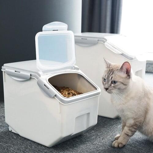 Pet Cat Dog Feeder Anti-oxidation Dry Storage Fresh Box Food Dog Bucket with Measuring Cup Damp Proof and Insect Proof