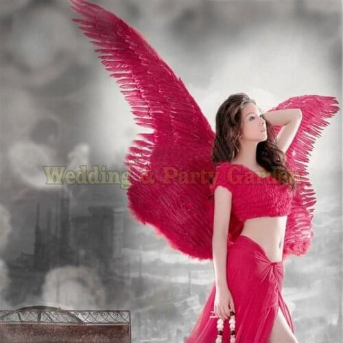 COS Costume adults Red Angel feather wings for Models photography Catwalk show Party wear Displays shooting props