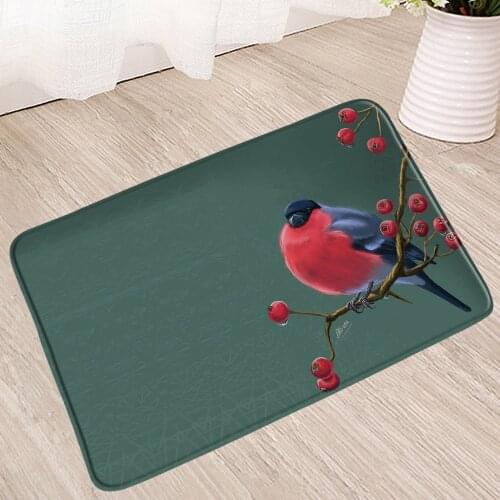 Flower Bird Bath Mat 3D Chinese Landscape Bathroom Rug Water Absorbent Pad Toilet Floor Carpet Shower Room Kitchen Non-Slip Mats