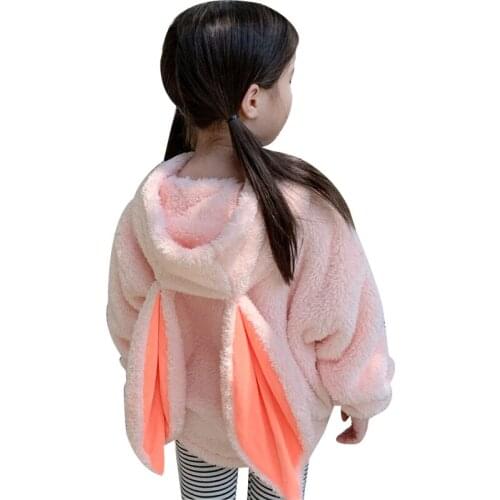 Baby Girls Long Sleeve jacket Coat Rabbit Ear Hooded Jacket Casual Warm Baby Winter Outerwear 4 6 years Autumn New Arrival