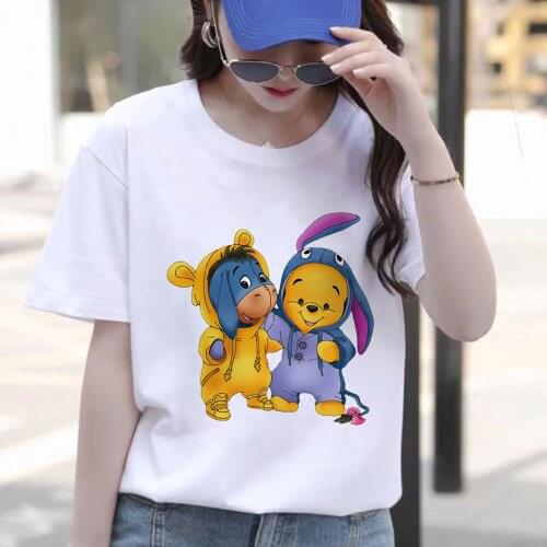 Summer Women T Shirt Short Sleeve Casual Cotton Blended O-neck Female Tshirts Winnie the Pooh Disney Bear Print Harajuku Tee Top