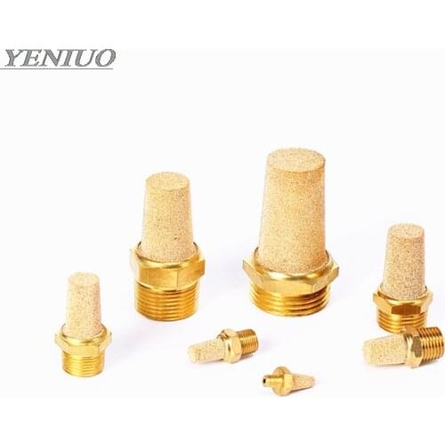 Copper fitting M5 1/8" 1/4" 3/8" 1/2" Pneumatic Brass Exhaust Muffler Pneumatic Silencers Fitting Noise Filter Reducer Connector