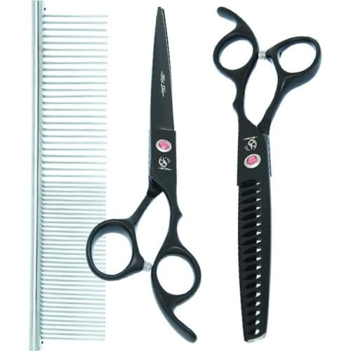 Meisha 7 inch Pet Dog Hair Scissors Professional Animals Cutting Thinning Curved Shears Comb Forceps Grooming Scissors B0033A