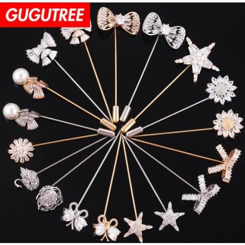 GUGUTREE brooch breastpin star flower swan bowknot patch metal patches badges applique patches for clothing HH-76