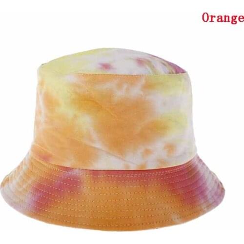 New Tie-dye Bucket Hat Female Spring Summer Two Sides Available Dome Cotton Woman Fisherman Hat Blue 0range Casual Sun Hat W064