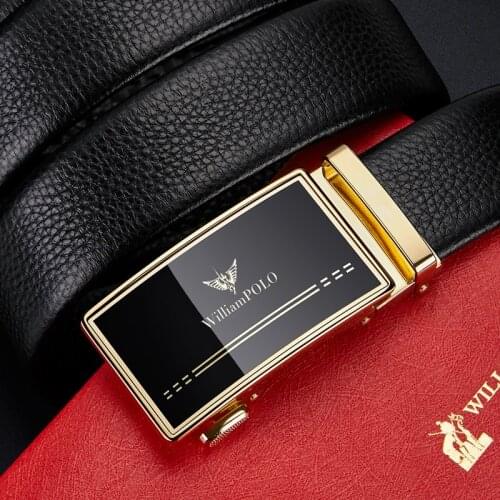 Men New Leather Automatic Buckle Belt Mens Fashion Business Belt Pure Leather Young And Middle-aged Slim Fit Belt Men