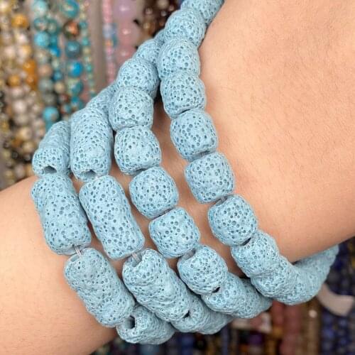 Dull Polish Natural Lake Blue Volcanic Rock Stone Lava Spacer Beads Matte Beads For Jewelry Making Diy Bracelet Accessories 15