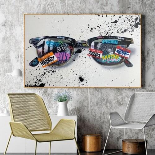 Modern Graffiti Pop Street Art Sunglasses Canvas Painting Posters Prints Wall Art Decoration Pictures for Living Room Home Decor