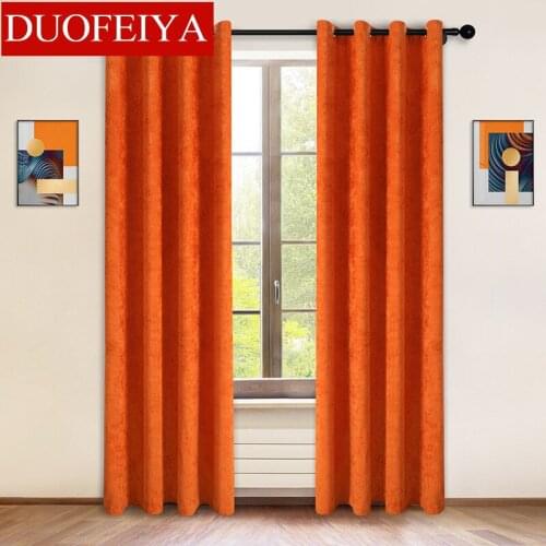 Modern Living Room Curtains for Bedroom Orange Curtain Window Treatment Thermal Drapes Curtain Decoration