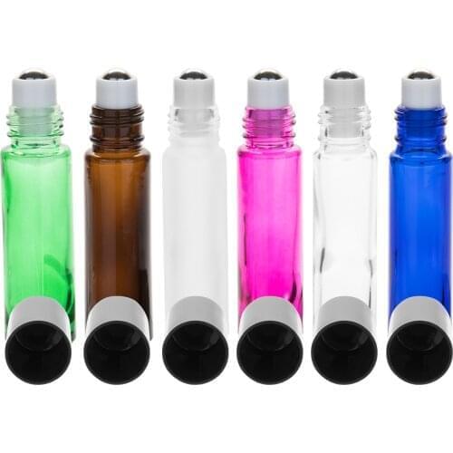 10ml 50pcs Leakproof Steel Roller Ball Bottle for Essential Oils Thick Glass Refillable Perfume Bottle Empty Cosmetics Container