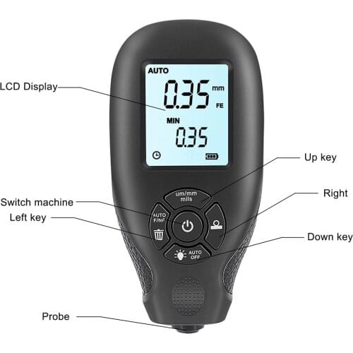 HW-300 ABS Coating Thickness Gauge Car Painting Depth Gauge Range 0-2000UM Car Paint Film Thickness Tester Paint Tools