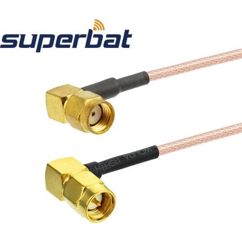 Superbat SMA Plug Right Angle to RP-SMA Male Right Angle Patch Lead RG316 20cm for Wi-Fi Radios