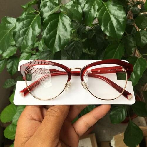 US Trending Brand Designer Acetate Glasses Frames Women Burgundy Medium Size