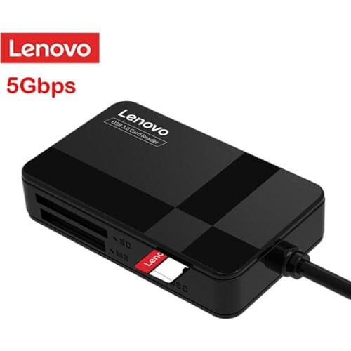 Lenovo D302 USB 3.0 Card Reader,5Gbps 4 in 1 TF CF MS Secure Digital Memory Card Reader,Multifunction USB Card Reader for PC