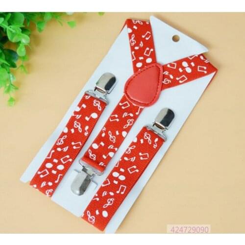 Boys Girls Kids Children Toddler Party Music Notes Pattern Braces Clip-on Red Black Y-Back Adjustable Elastic Suspenders YHH0018