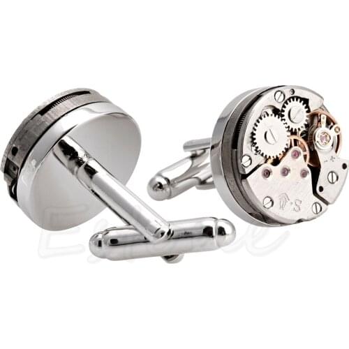 Vintage Watch Movement Retro Steampunk Cufflinks Mens Groom Wedding Party Gifts