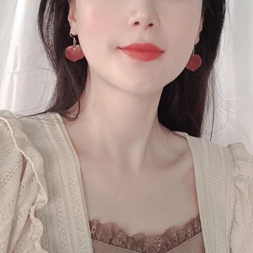 Ladies Small Fresh Earrings Korea Acrylic Trendy Pink Peach Blossom Drop Earrings Fashion New Arrival Cute Sweet Jewelry