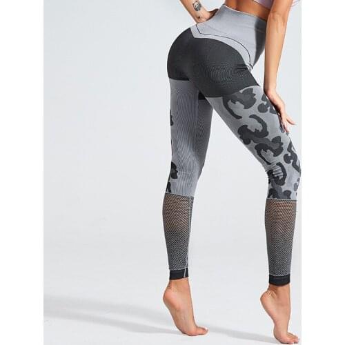 Camo Energy Seamless Yoga Pants Women High Waist Push Up Sport Leggings Elastic Mesh Hollow Breathable Fitness Leggings