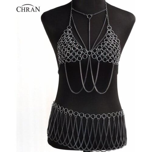 Chran Harness Belly Chains Waist Body Bikini Wear Skirt Sexy Beach Chain Bra Bralette Slave Halter Necklace Dress Decor CRB4125