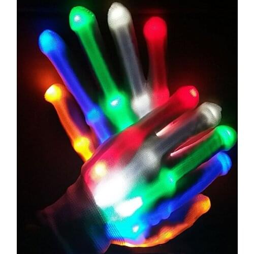 1Pair LED Gloves Halloween Party Decoration Light Props Kids Toys Glow In The Dark Flashing Glove Halloween Christmas Supplies