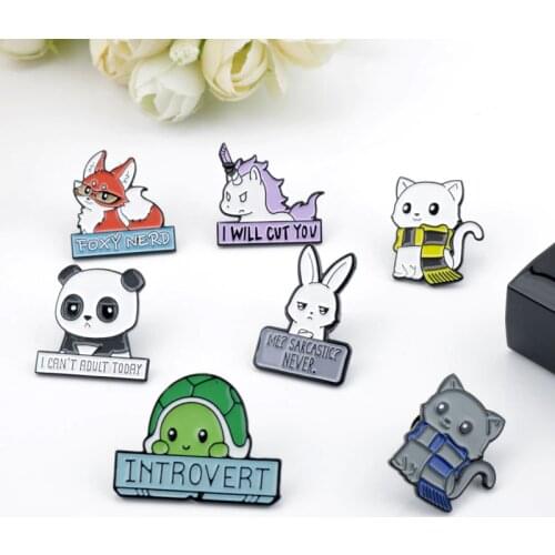 Small Animal Pins Cat Panda Unicorn Tortoise Brooch значки Shirt Bag Lapel Badge 1pc Wholesale Aesthetic Enamel Pin Jewelry Gift