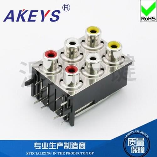 1 Pc AV core socket RCA seat six hole PCB welding audio video socket lotus seat AV6-8.4-17PB