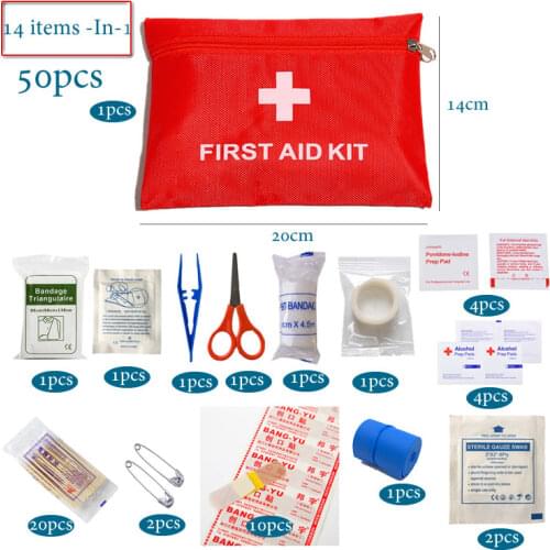 14 Items/Set Person Portable Outdoor Waterproof First Aid Kit For Family Or Travel Emergency Medical Treatment
