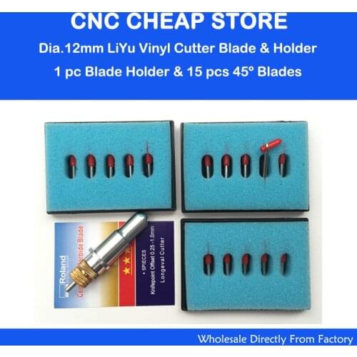 15Pcs Roland Refine Redsail 45 Degree Cutting Plotter Knife + 1pc 12mm Liyu Vinyl Cutter Plotter Blade Holder (Not Origin)