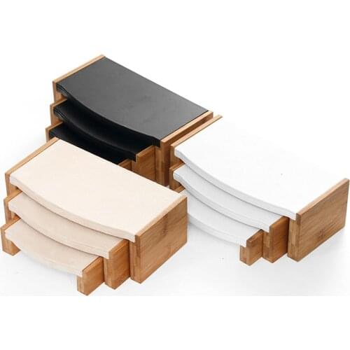 3 Pc/Set Bamboo Fabric/PU Leather Pendant Necklace Display Stand Bracelet Rings Earings Jewelry Organizer Rack