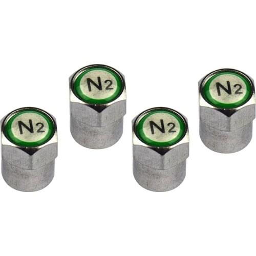 4 Pieces N2 Valve Caps Auto Tire Caps Aluminum Alloy Motorcycle