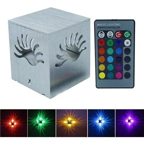 AC85-265V 3W Aluminum Led Wall Lamps RGB With Remote Controller Sconce Light For Corridor Porch KTV Bar Home Decoration