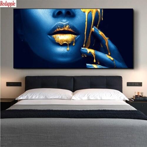 Diamond embroidery Sexy Gold Lips African Woman full square round drill diamond painting 5d diy diamond mosaic home decoration