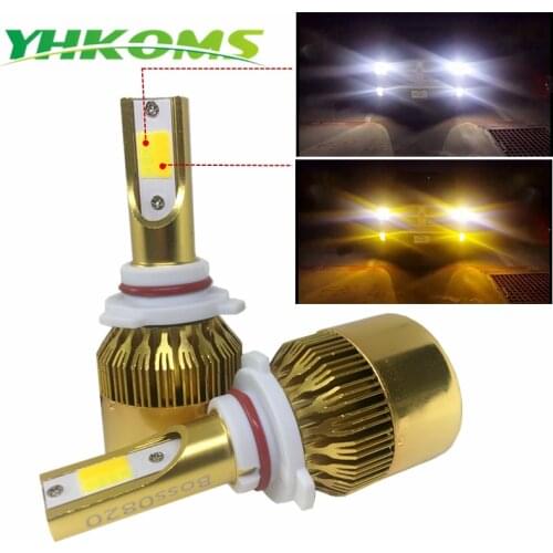 YHKOMS Car LED headlight 9005 HB3 9006 HB4 LED H4 H7 H8 H11 H1 H3 H27 Auto Fog Light 76W 9600LM 6000K 3000K Dual Color Lamp 12V