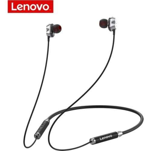 New Arrival Lenovo HE08 Neckband 4 Speakers Wireless Headphones HIFI Stereo HD Call Earphone Dual Dynamic Sports Headset