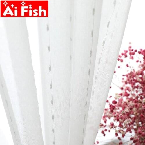 Pure White Embroidered Striped Dot Tulle Elegant Drapery Kitchen Bedroom Modern Bedroom Curtains Voile Home Decoration MY321#25