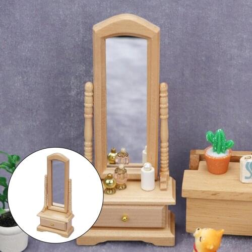 1:12 Dollhouse Wooden Antique Make Up Mirror Bathroom Life Scenes Toys