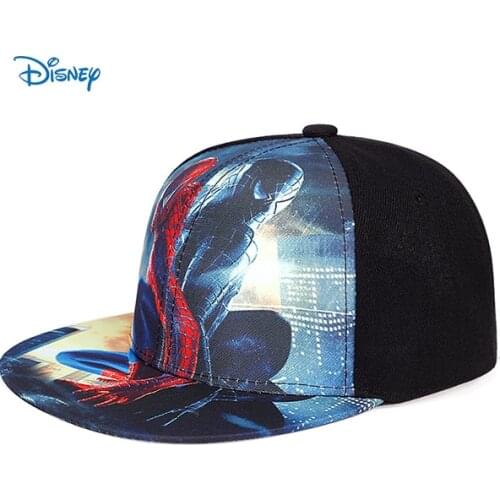 Disney Marvel Hat Superhero Spider Embroidered Flat Brim Hat Childrens Sun Hat Hip Hop Hat Suitable for 3-8 Years Old