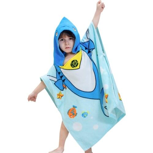 Childrens Little Dinosaur Cute Baby Cartoon Hooded Cloak nimal Print Cotton Baby Boy Girl Kid Swimming Bath Towel
