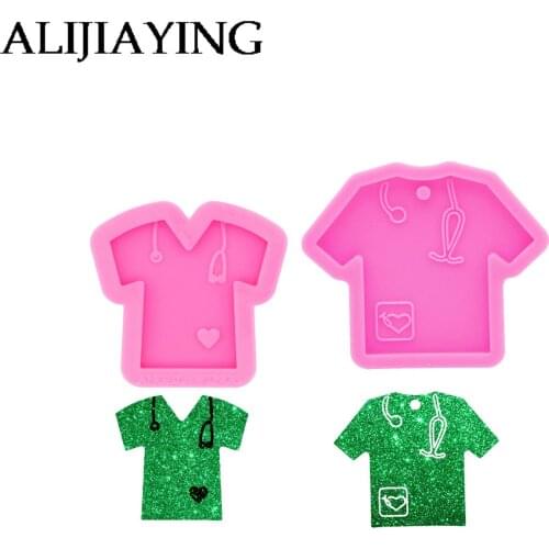 DY0331 Glossy Stethoscope T-shirt Craft Epoxy Resin Grippie Nurse Scrub DIY Badge Reel As Well Silicon Mold Jewelry No Hole