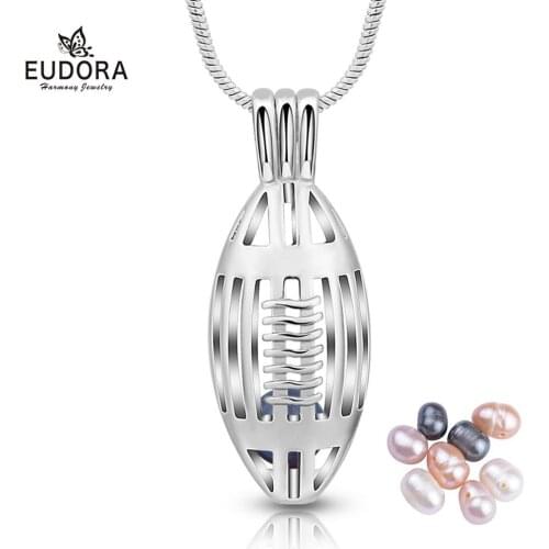 EUDORA Shell openable Cage Pendant Elegant Necklace with Natural freshwater pearls DIY Jewelry for women girl Birthday Gift K243