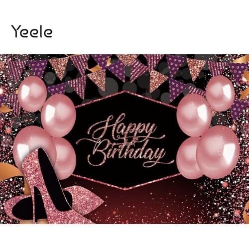 Yeele Adult Birthday Backdrop Photocall Pink Dots Balloon Party Decor Banner Background Photo Studio Photographic Photography