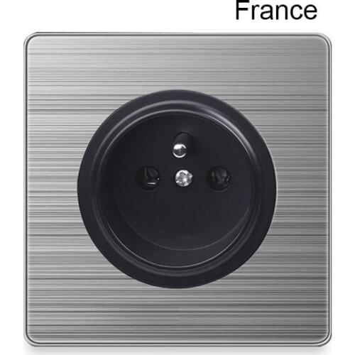 86 type France Socket 1 2 3 Gang 1 2 Way home switch Press button with led brushed stainless steel switch Germany UK US socket
